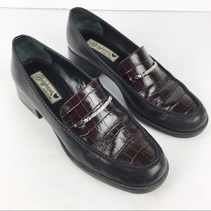 Brighton Sarah Brown/Black Leather Loafers 9 N